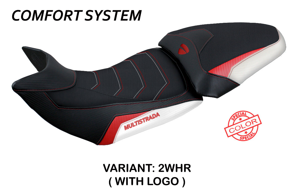 Ducati Multistrada 1200 1260 2015-2020 Seat Cover Tappezzeria Italia Comfort in White and Red
