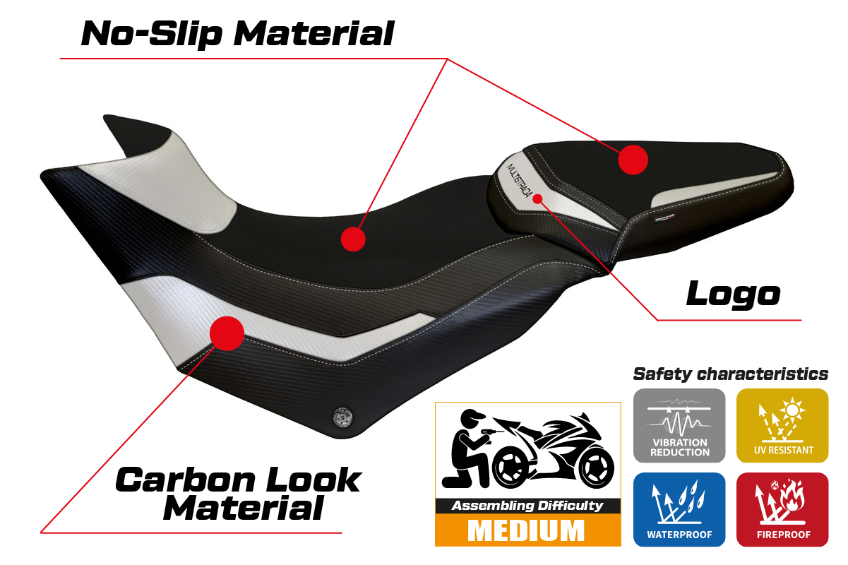 Ducati Multistrada 950 2017-2021 Seat Cover Tappezzeria Italia in White and Black
