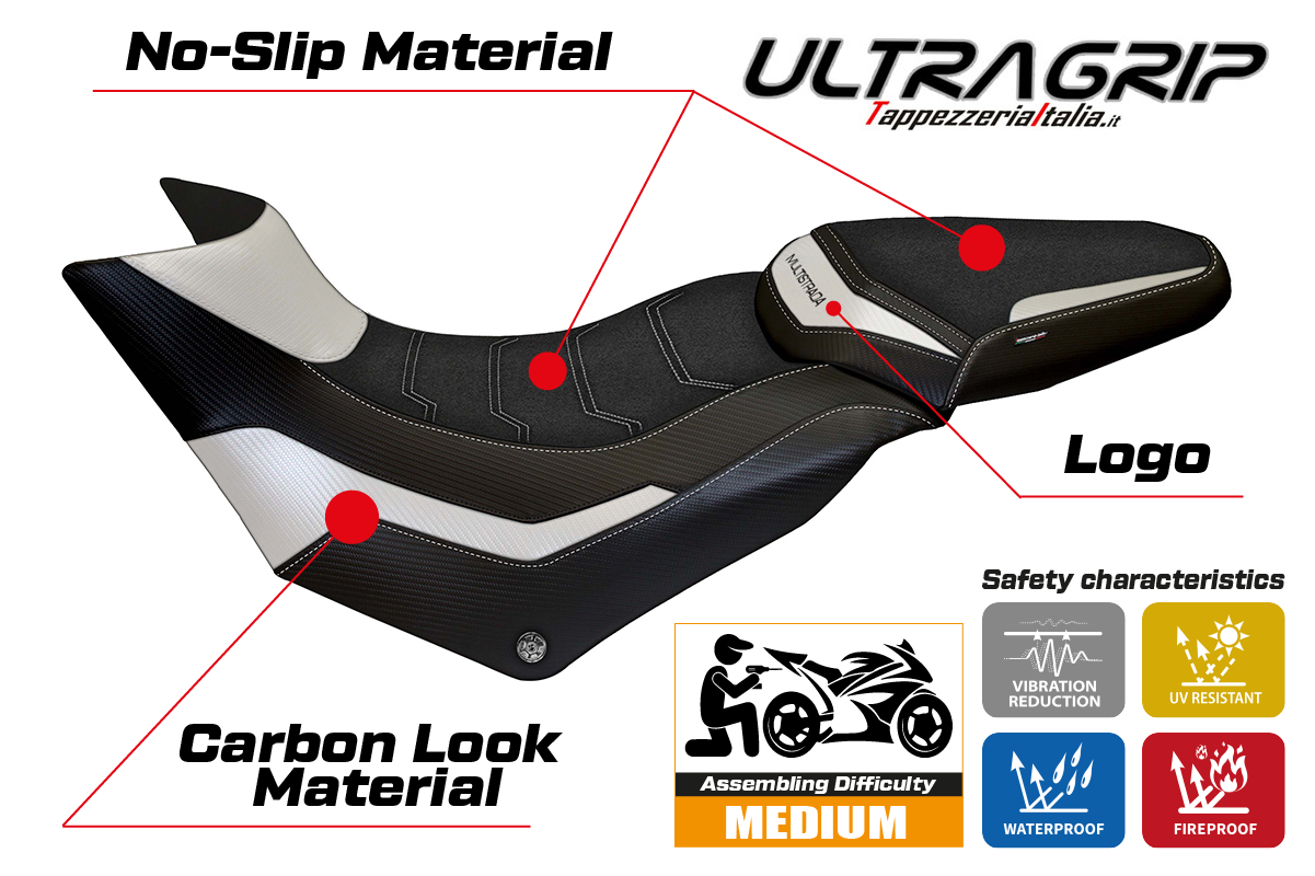 Ducati Multistrada 950 2017-2021 Seat Cover Tappezzeria Italia Ultragrip in White