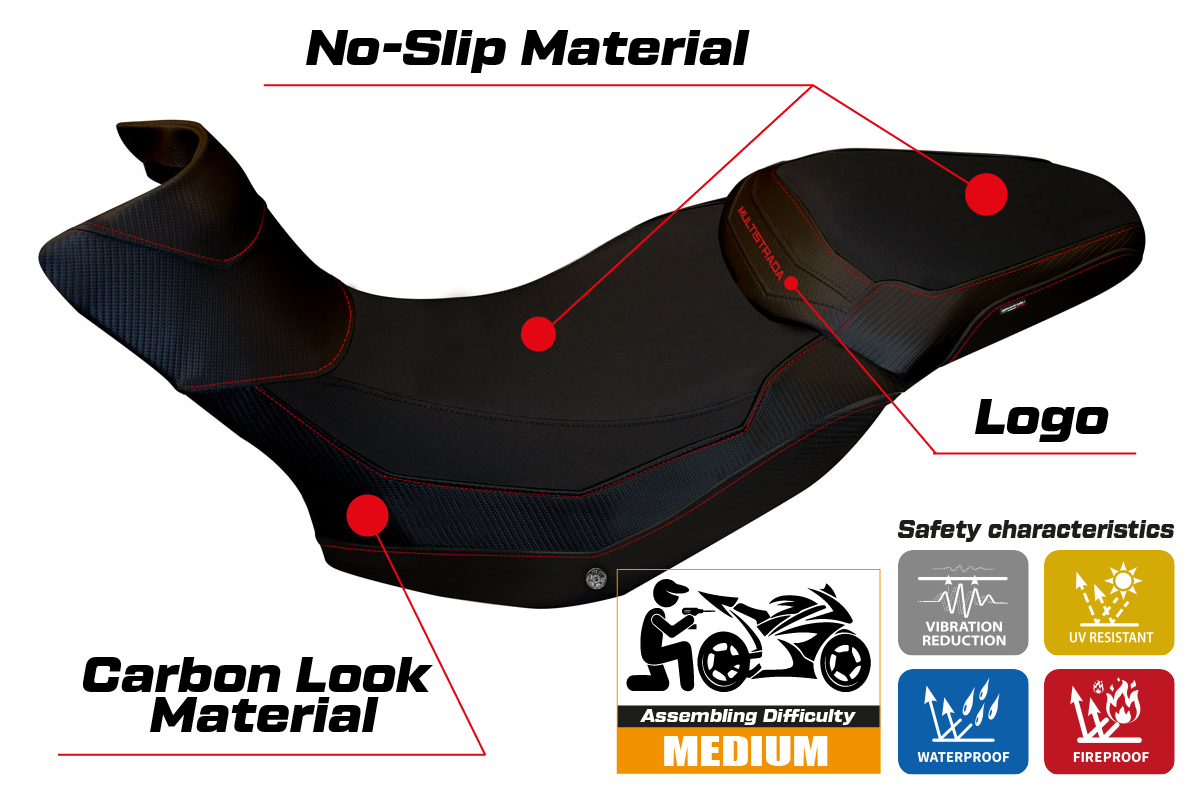 Ducati Multistrada 1200 1260 Enduro 2016-2021 Seat Cover Tappezzeria Italia in Black