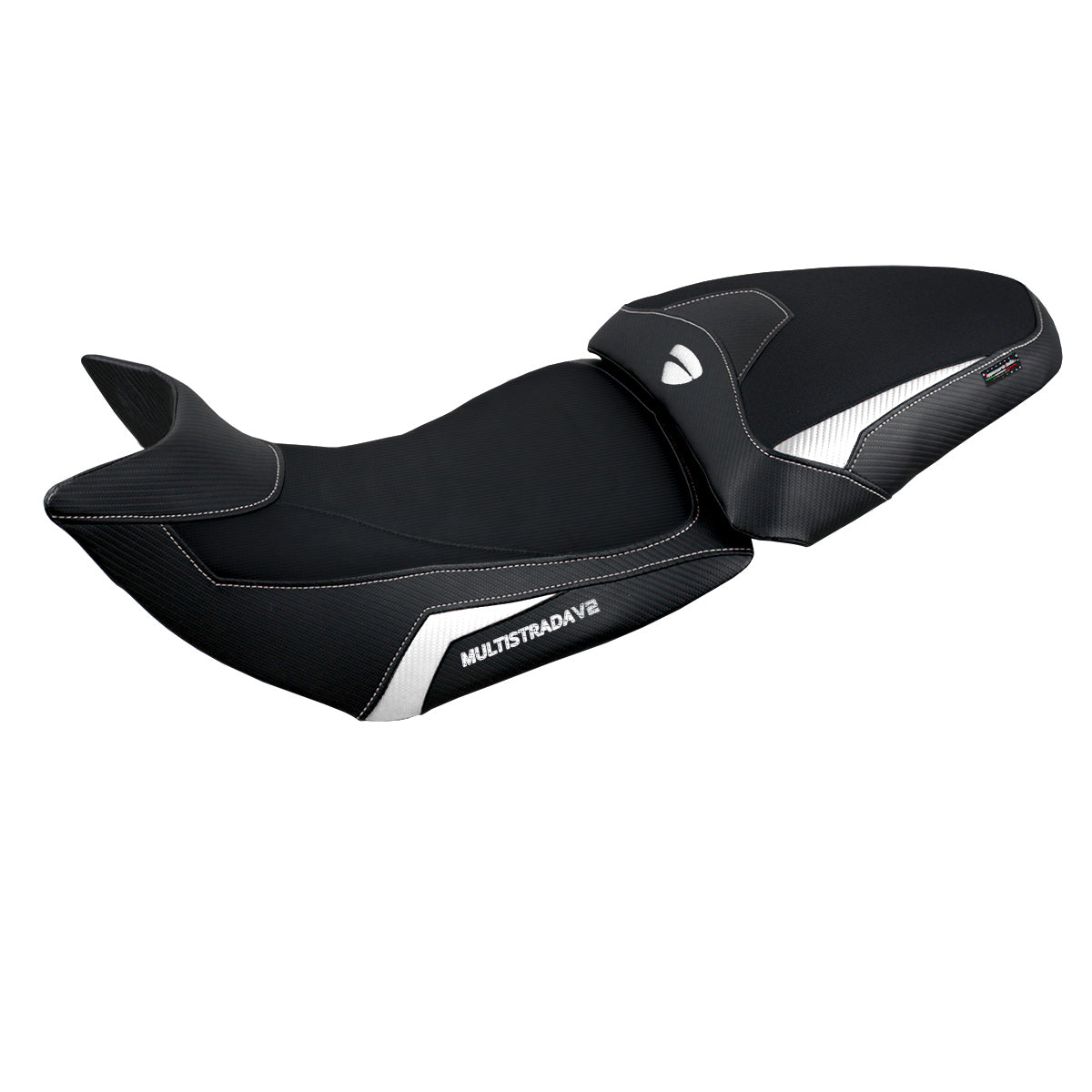 Ducati Multistrada V2 2021-2024 Seat Cover Tappezzeria Italia in White and Black
