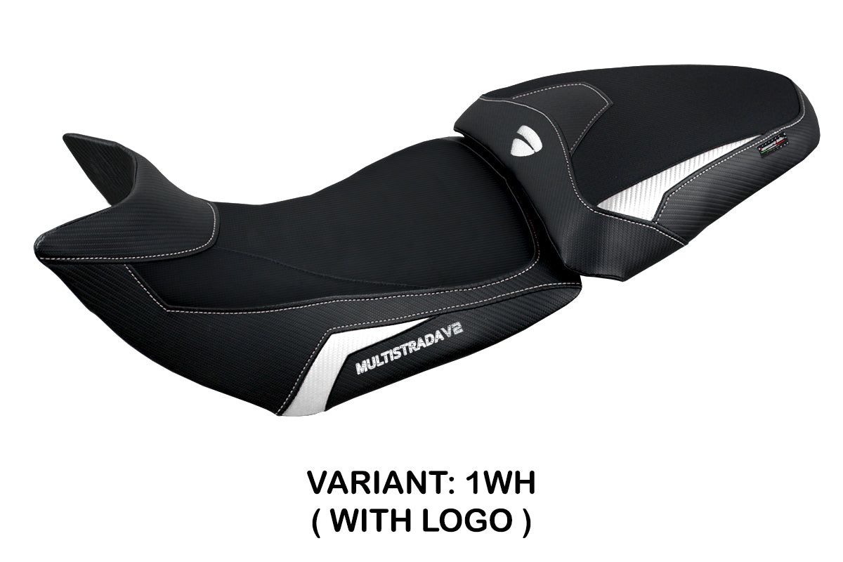 Ducati Multistrada V2 2021-2024 Seat Cover Tappezzeria Italia in White and Black