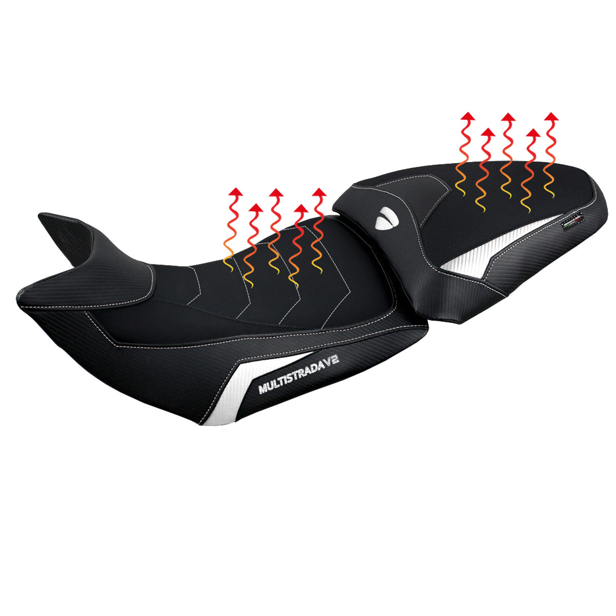 Ducati Multistrada V2 2021-2024 Comfort Heated Seat Cover Tappezzeria Italia in White
