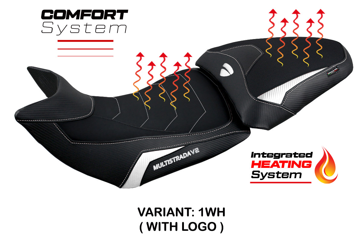 Ducati Multistrada V2 2021-2024 Comfort Heated Seat Cover Tappezzeria Italia in White