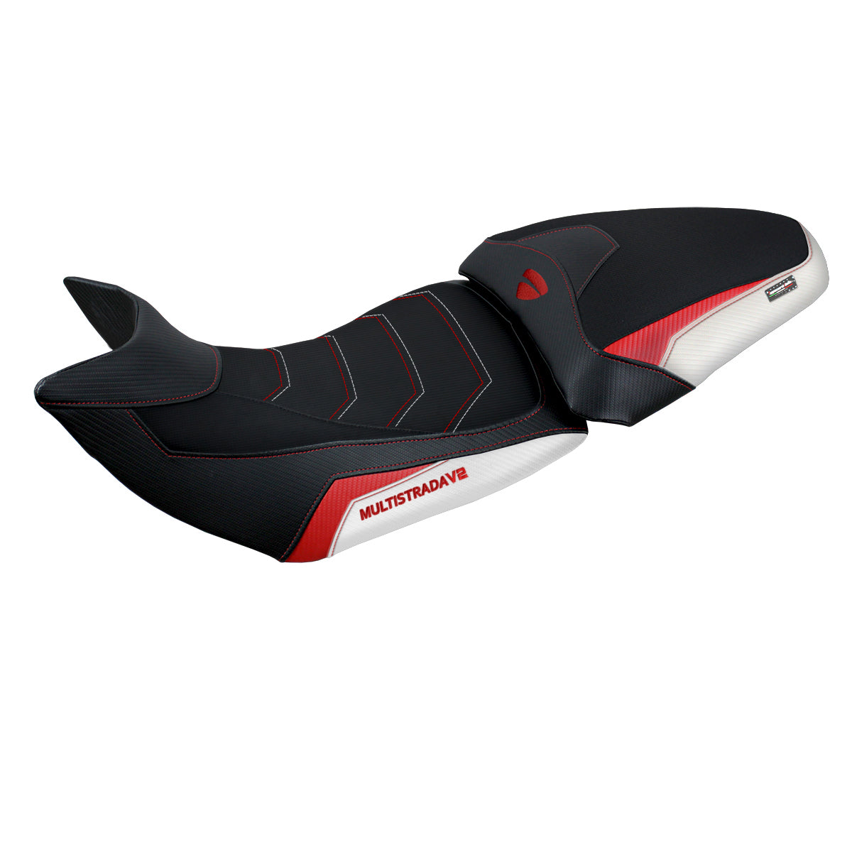 Ducati Multistrada V2 2021-2024 Seat Cover Tappezzeria Italia Comfort in White and Red