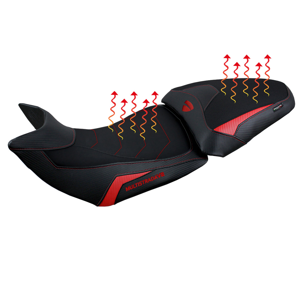 Ducati Multistrada V2 2021-2024 Comfort Heated Seat Cover Tappezzeria Italia in Red