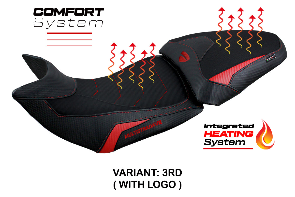 Ducati Multistrada V2 2021-2024 Comfort Heated Seat Cover Tappezzeria Italia in Red