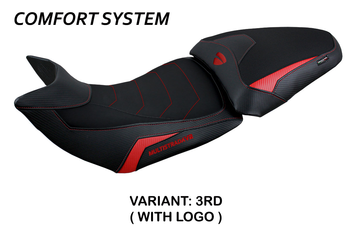 Ducati Multistrada V2 2021-2024 Seat Cover Tappezzeria Italia Comfort in Red and Black
