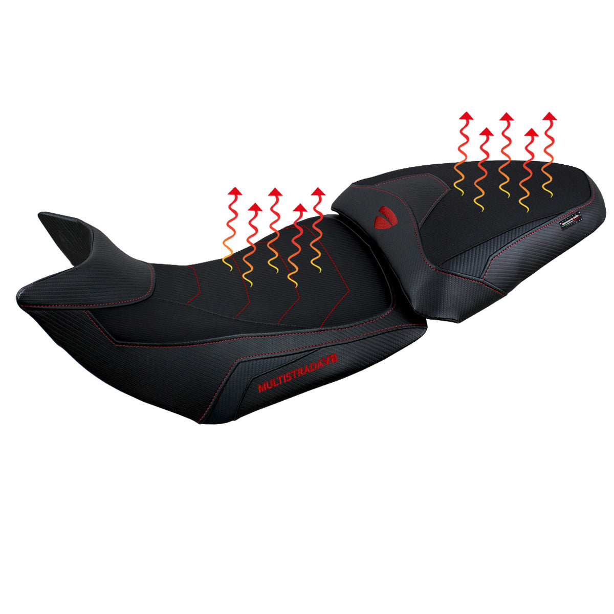 Ducati Multistrada V2 2021-2024 Comfort Heated Seat Cover Tappezzeria Italia in Black