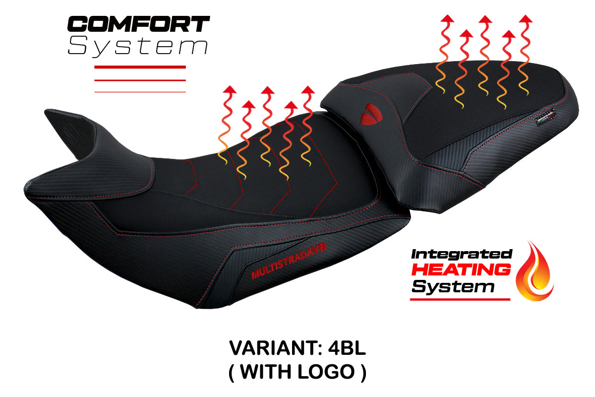 Ducati Multistrada V2 2021-2024 Comfort Heated Seat Cover Tappezzeria Italia in Black