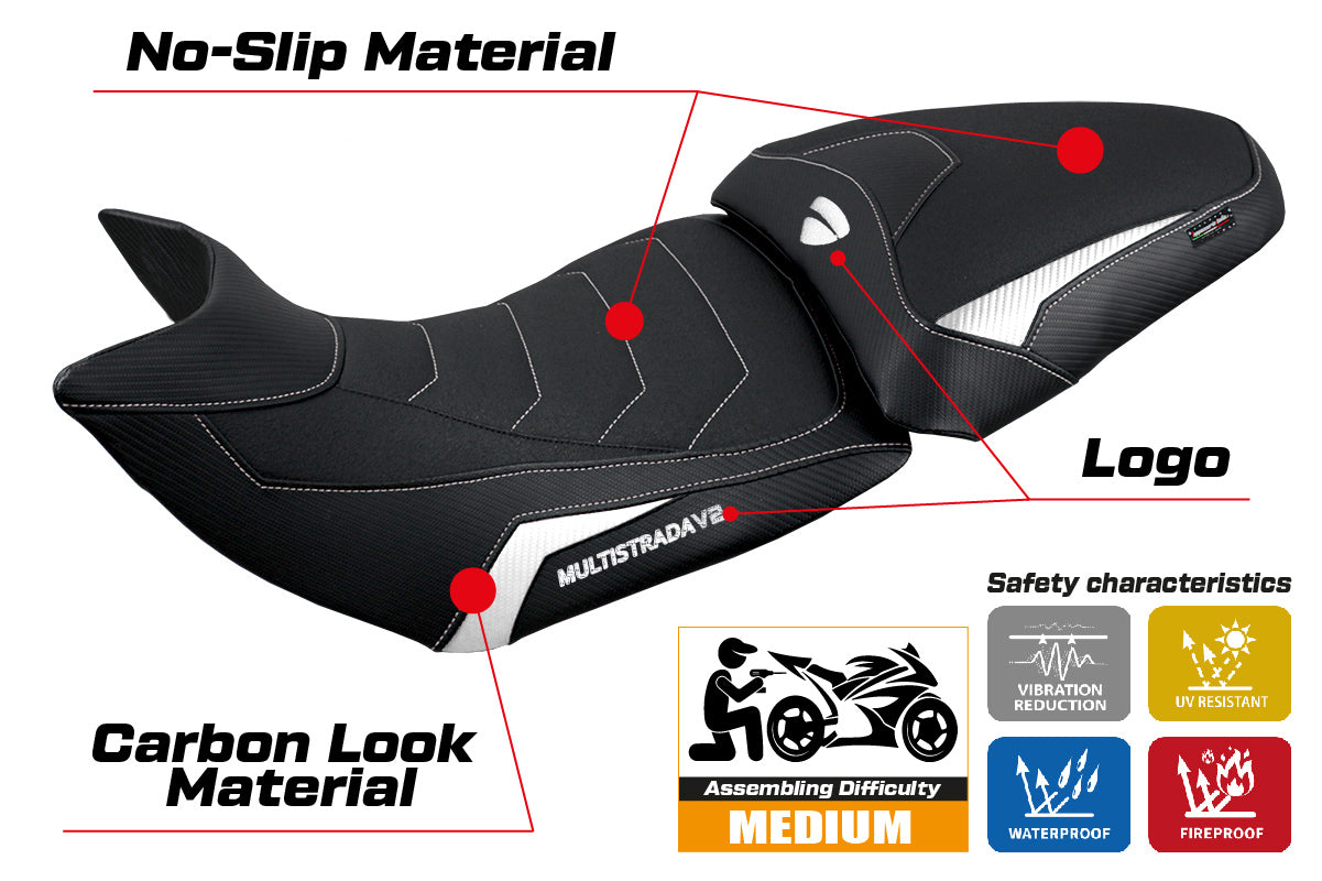 Ducati Multistrada V2 2021-2024 Seat Cover Tappezzeria Italia Ultragrip in White