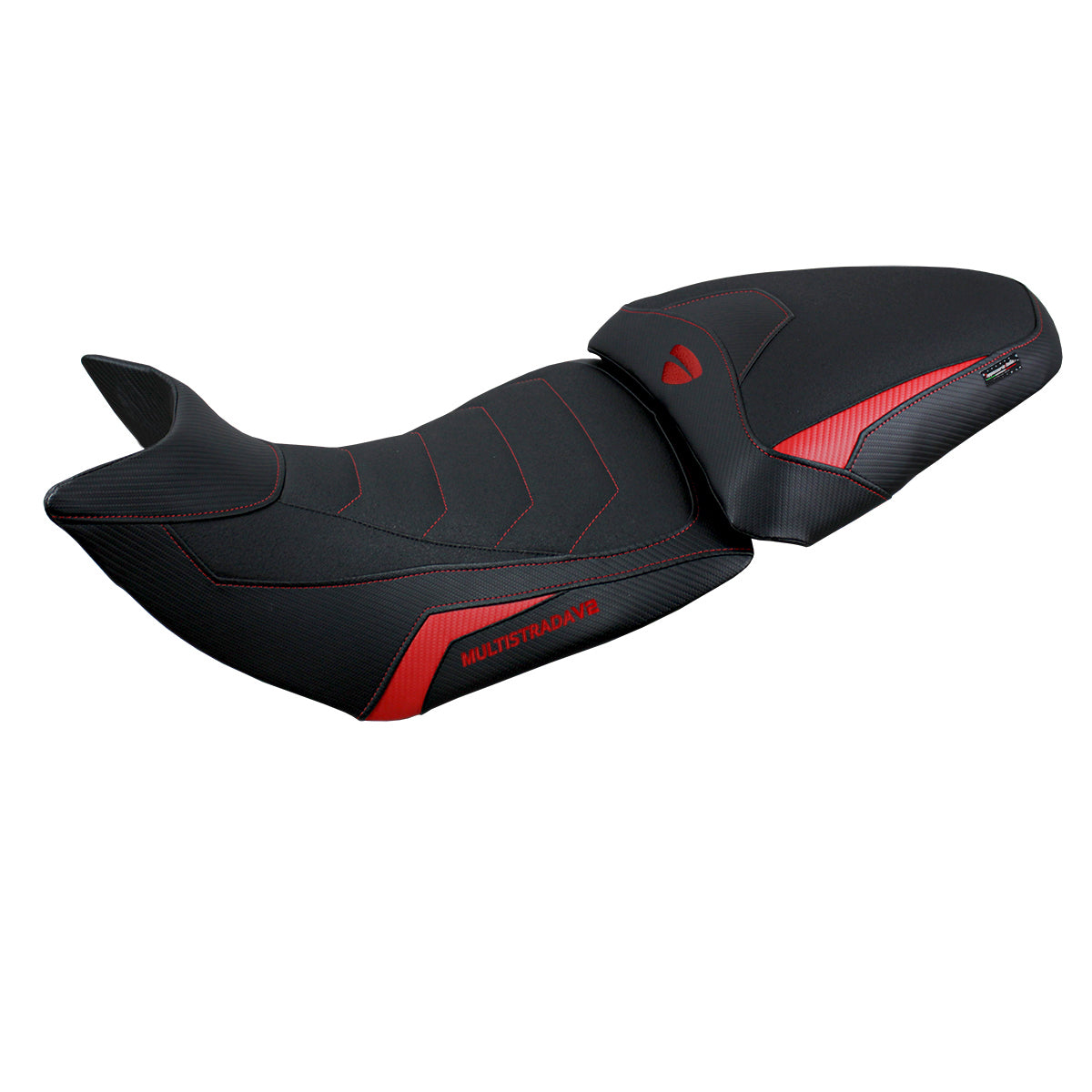 Ducati Multistrada V2 2021-2024 Seat Cover Tappezzeria Italia Ultragrip in Red and Black