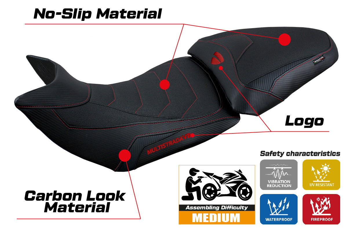 Ducati Multistrada V2 2021-2024 Seat Cover Tappezzeria Italia Ultragrip in Black