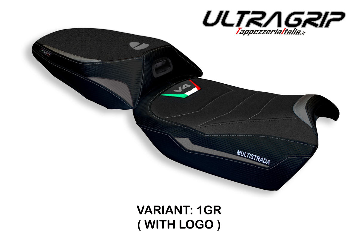 Ducati Multistrada V4 2021-2025 Heated Seat Cover Tappezzeria Italia Ultragrip in Grey