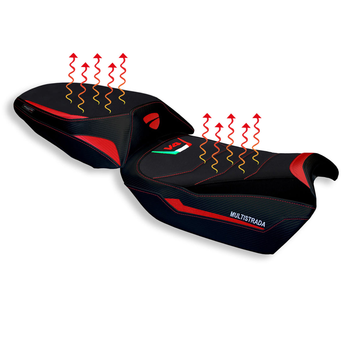 Ducati Multistrada V4 V4S 2021-2025 Comfort Heated Seat Cover Tappezzeria Italia in Red