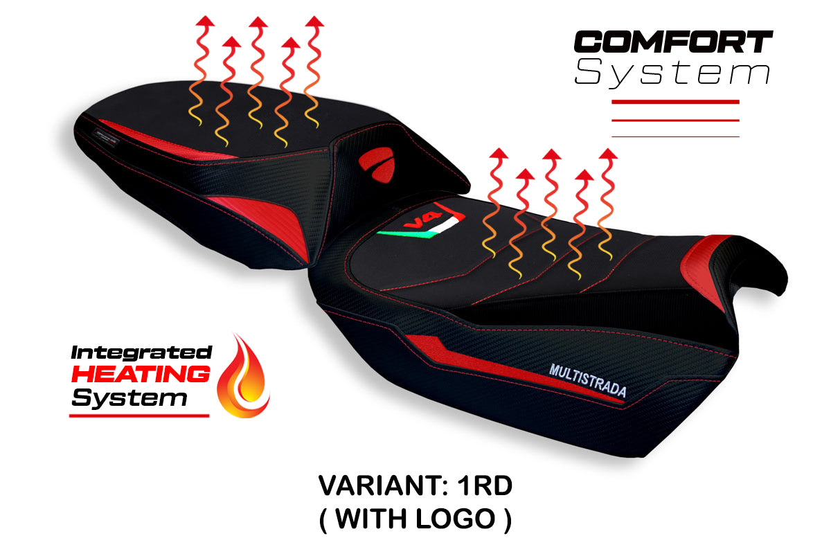 Ducati Multistrada V4 V4S 2021-2025 Comfort Heated Seat Cover Tappezzeria Italia in Red