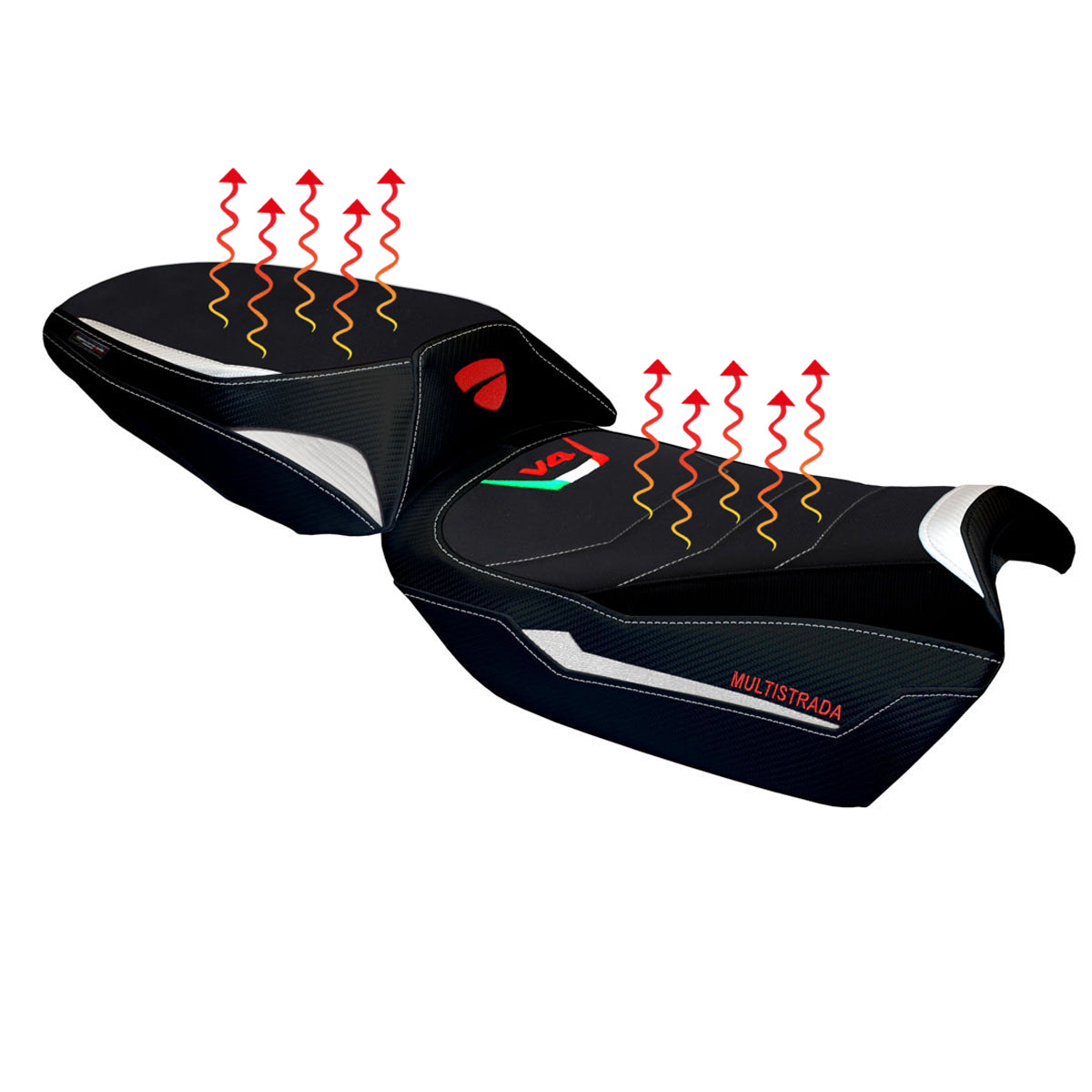 Ducati Multistrada V4 V4S 2021-2025 Comfort Heated Seat Cover Tappezzeria Italia in White