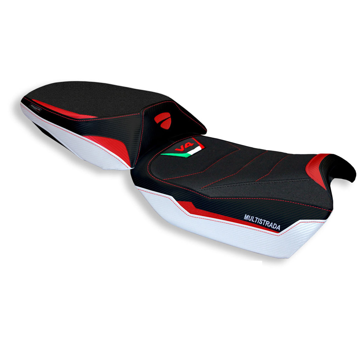 Ducati Multistrada V4 V4S 2021-2025 Seat Cover Tappezzeria Italia Ultragrip in White and Red