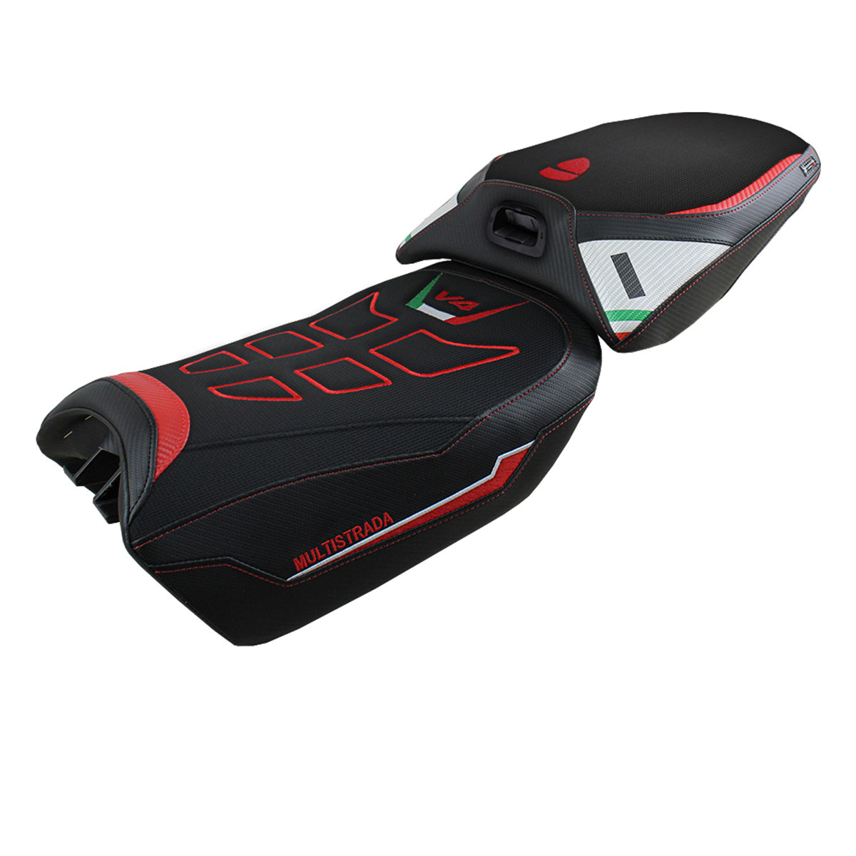 Ducati Multistrada V4 Pikes Peak 2022-2025 Heated Seat Cover Tappezzeria Italia Comfort in White