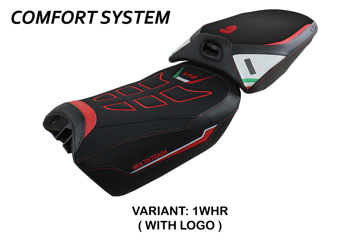 Ducati Multistrada V4 Pikes Peak 2022-2025 Heated Seat Cover Tappezzeria Italia Comfort in White