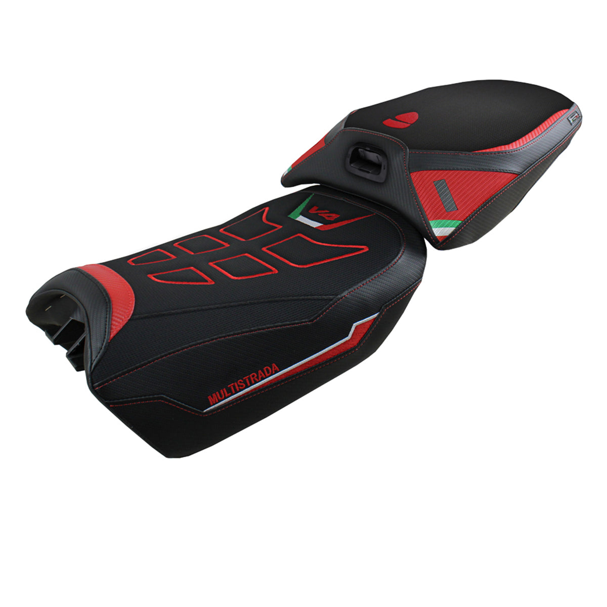 Ducati Multistrada V4 Pikes Peak 2022-2025 Heated Seat Cover Tappezzeria Italia Comfort in Red