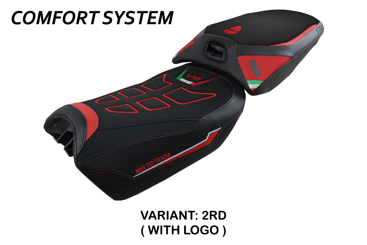 Ducati Multistrada V4 Pikes Peak 2022-2025 Heated Seat Cover Tappezzeria Italia Comfort in Red