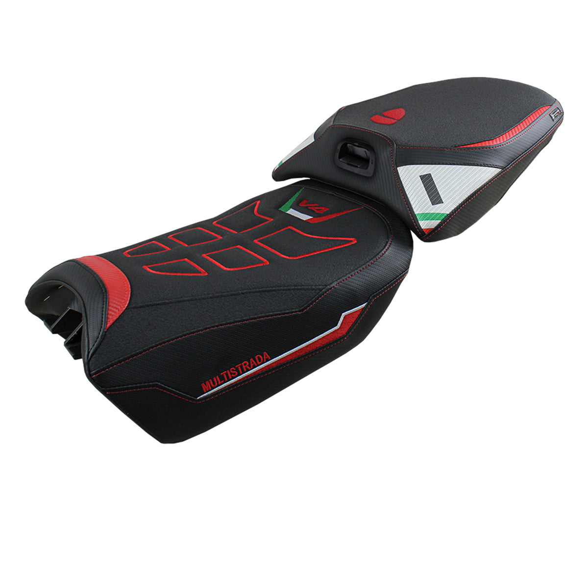 Ducati Multistrada V4 Pikes Peak 2022-2025 Heated Seat Cover Tappezzeria Italia Ultragrip in White