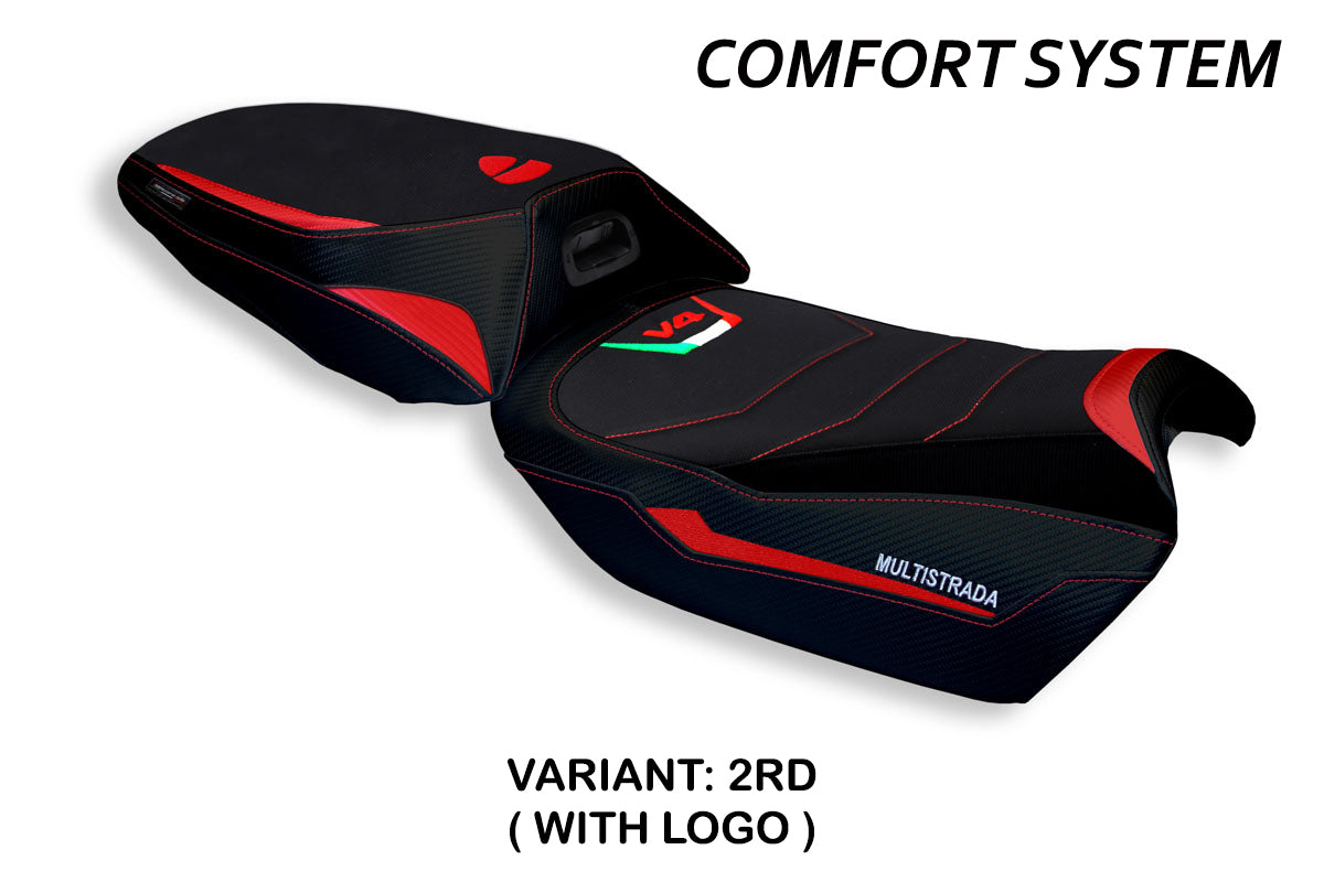 Ducati Multistrada V4 2021-2025 Heated Seat Cover Tappezzeria Italia Comfort in Red