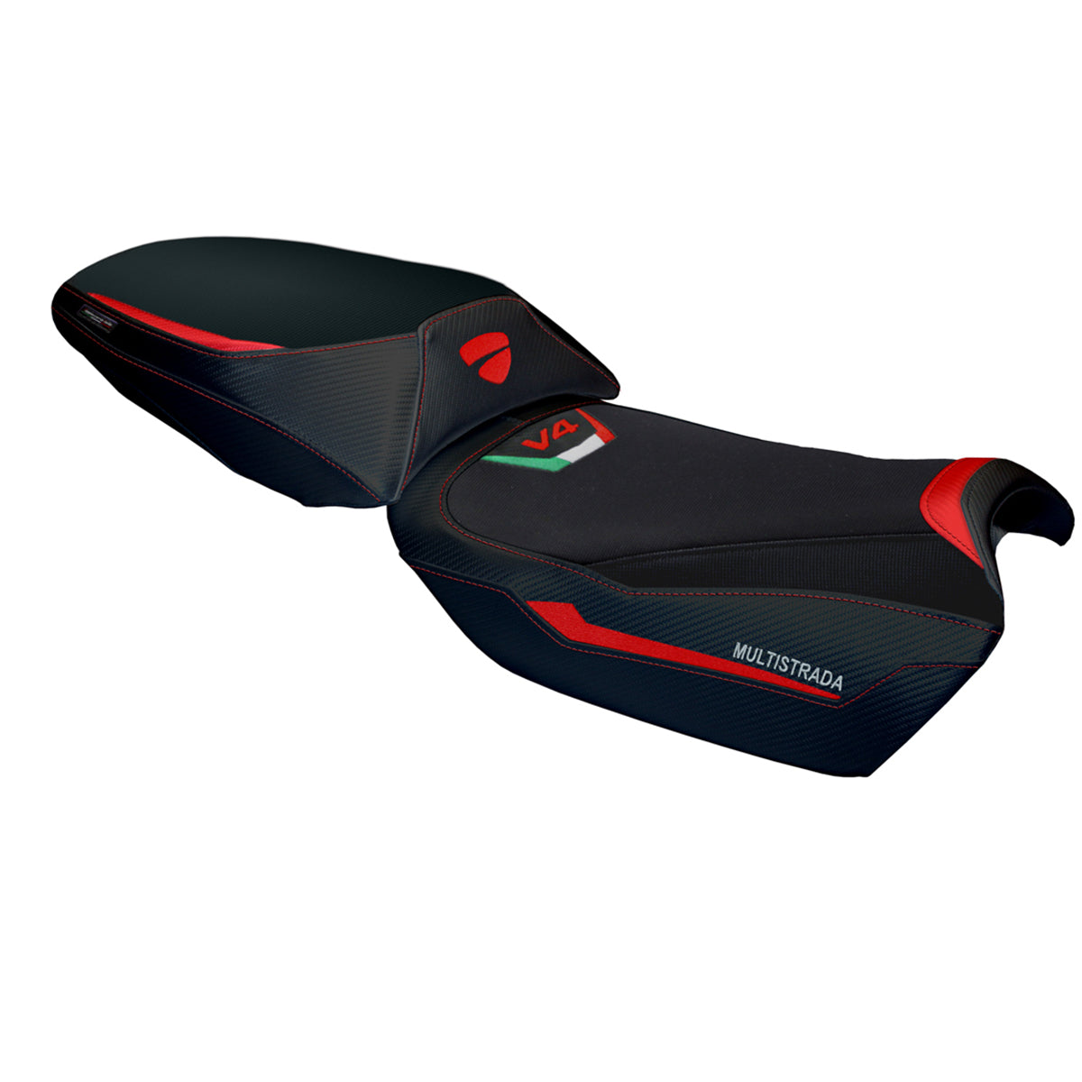 Ducati Multistrada V4 Rally 2023-2025 Seat Cover Tappezzeria Italia in Red and Black