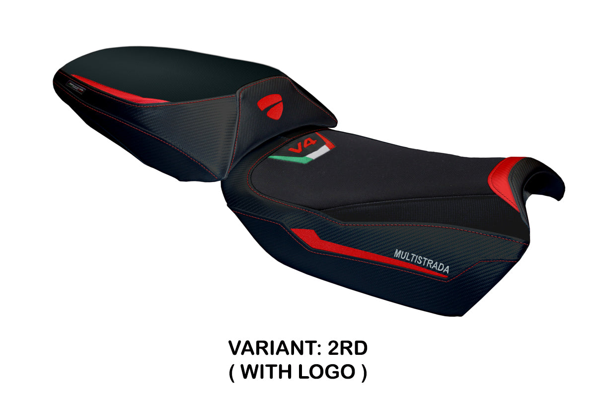 Ducati Multistrada V4 Rally 2023-2025 Seat Cover Tappezzeria Italia in Red and Black