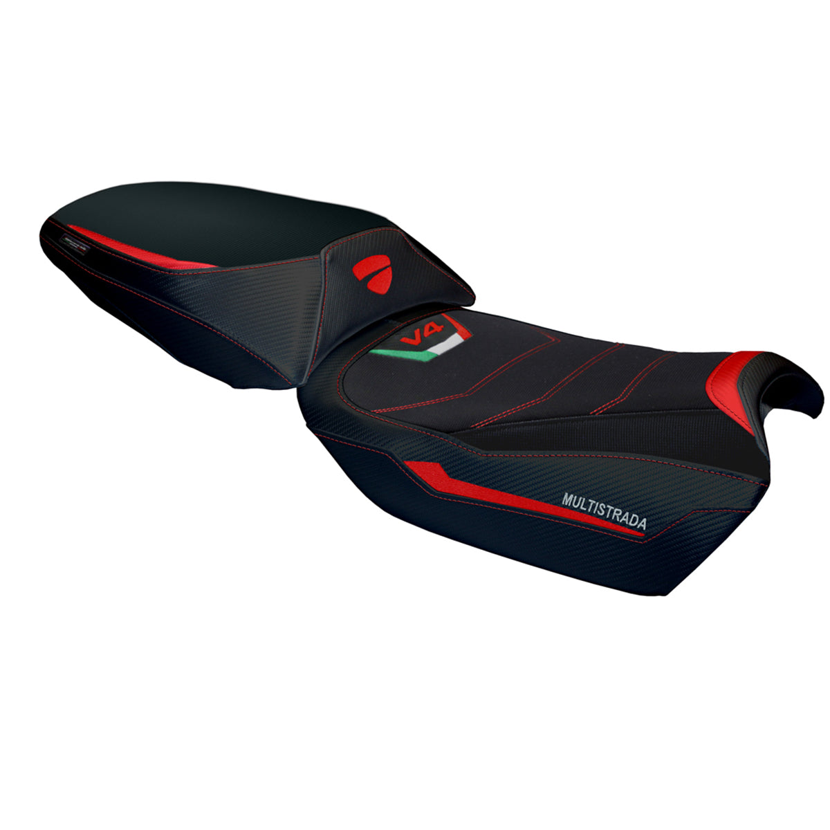 Ducati Multistrada V4 Rally 2023-2025 Seat Cover Tappezzeria Italia Comfort in Red and Black