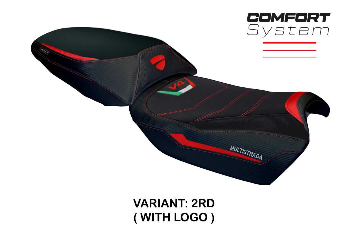 Ducati Multistrada V4 Rally 2023-2025 Seat Cover Tappezzeria Italia Comfort in Red and Black