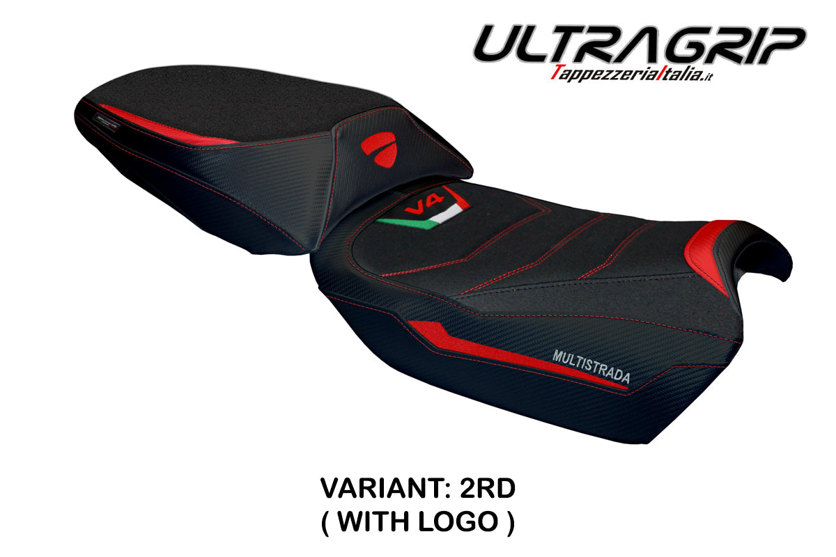 Ducati Multistrada V4 Rally 2023-2025 Seat Cover Tappezzeria Italia Ultragrip in Red and Black