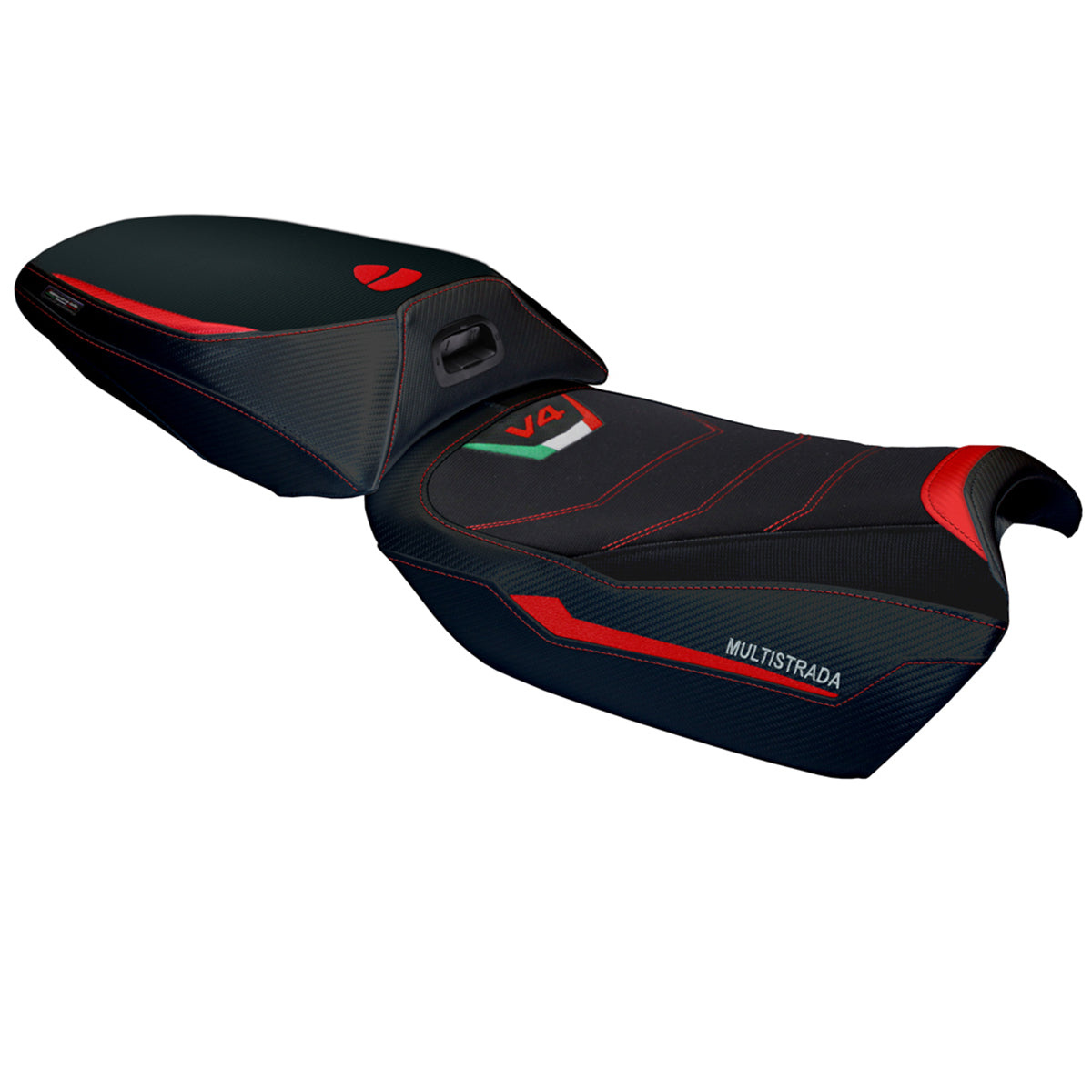 Ducati Multistrada V4 Rally Heat 2023-2025 Seat Cover Tappezzeria Italia Comfort in Red and Black