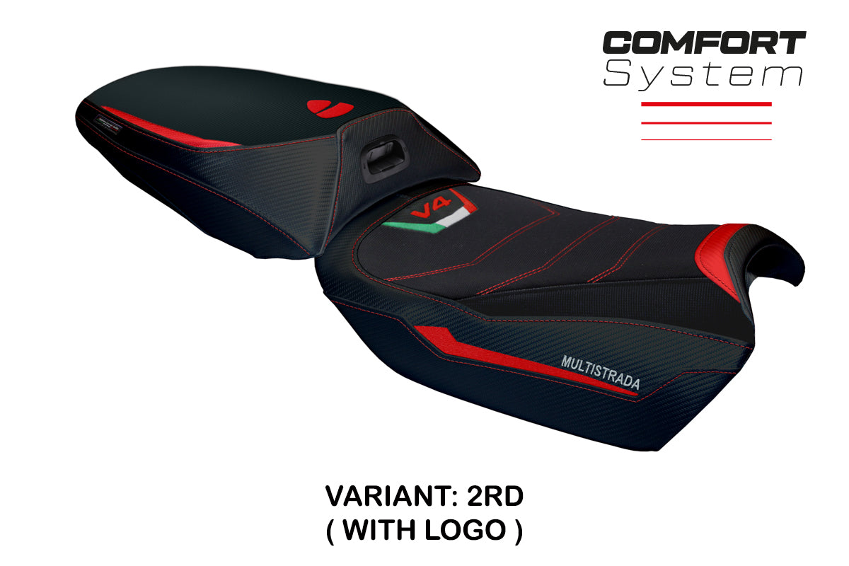 Ducati Multistrada V4 Rally Heat 2023-2025 Seat Cover Tappezzeria Italia Comfort in Red and Black
