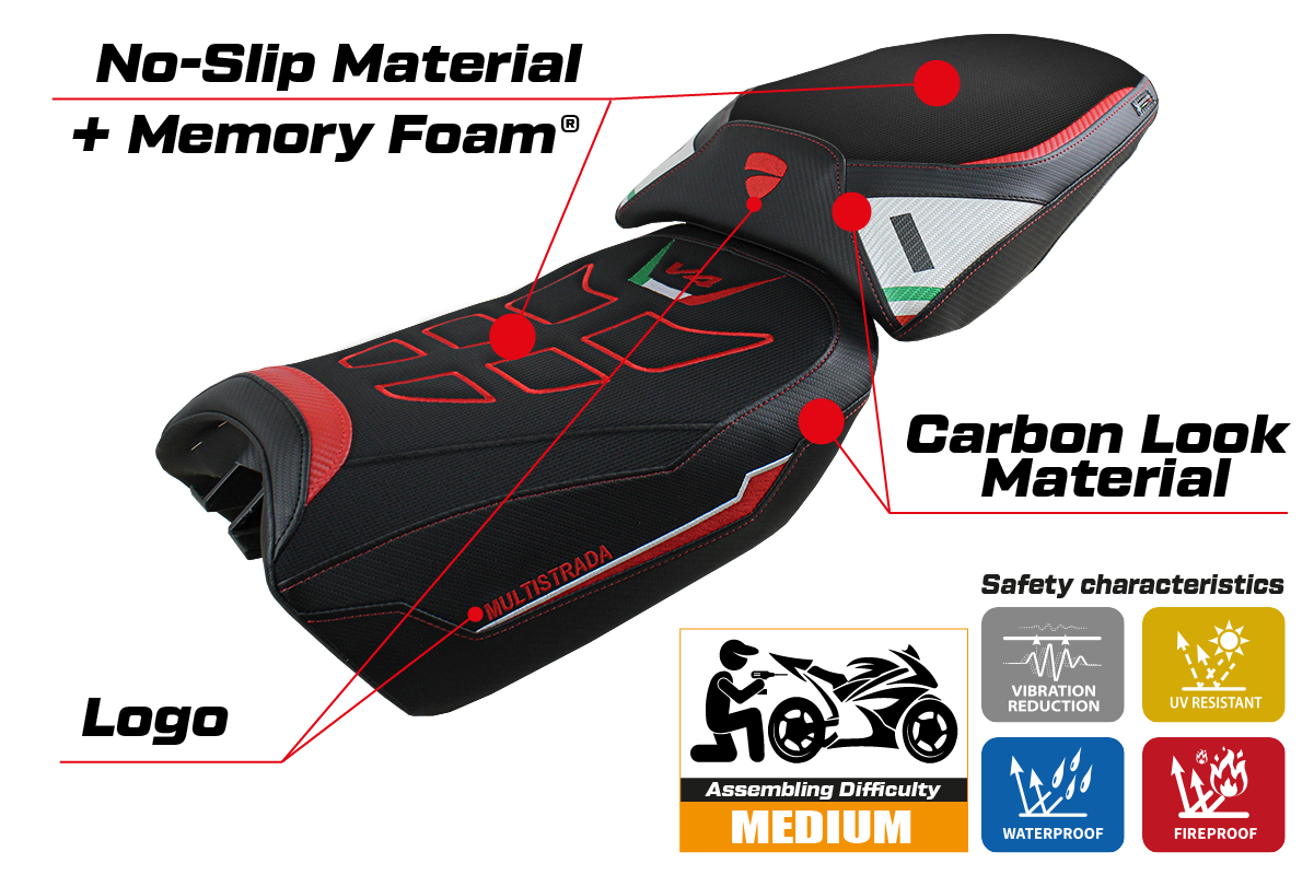 Ducati Multistrada V4 Pikes Peak 2022-2025 Seat Cover Tappezzeria Italia Comfort in White