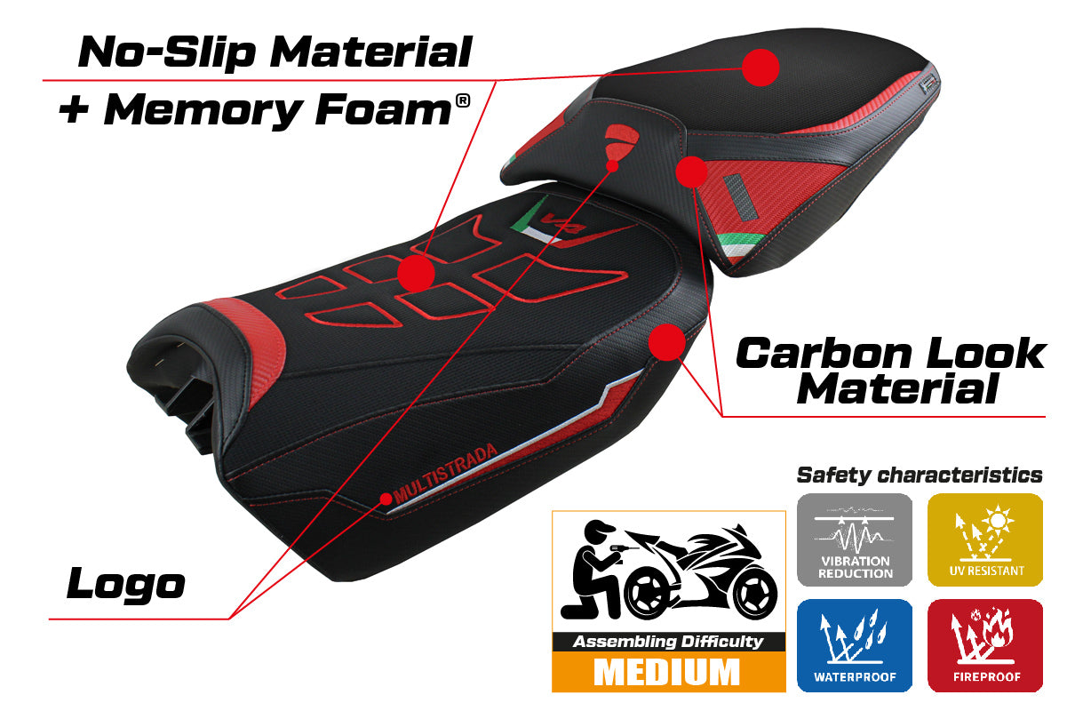 Ducati Multistrada V4 Pikes Peak 2022-2025 Seat Cover Tappezzeria Italia Comfort in Red