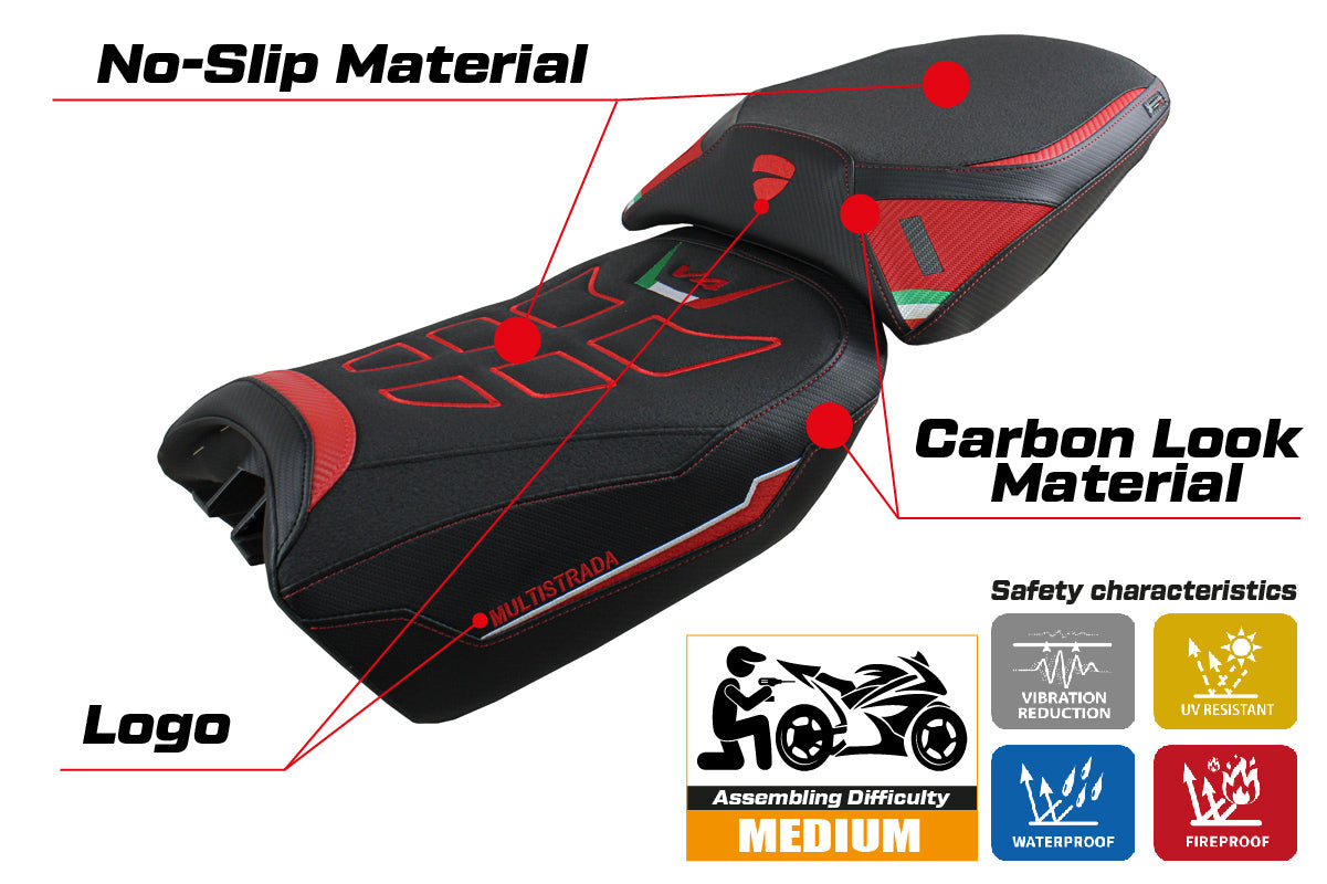 Ducati Multistrada V4 Pikes Peak 2022-2025 Seat Cover Tappezzeria Italia Ultragrip in Red