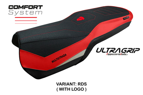 Ducati Multistrada V4 2021-2024 Rally Seat Cover Tappezzeria Comfort Red Silver