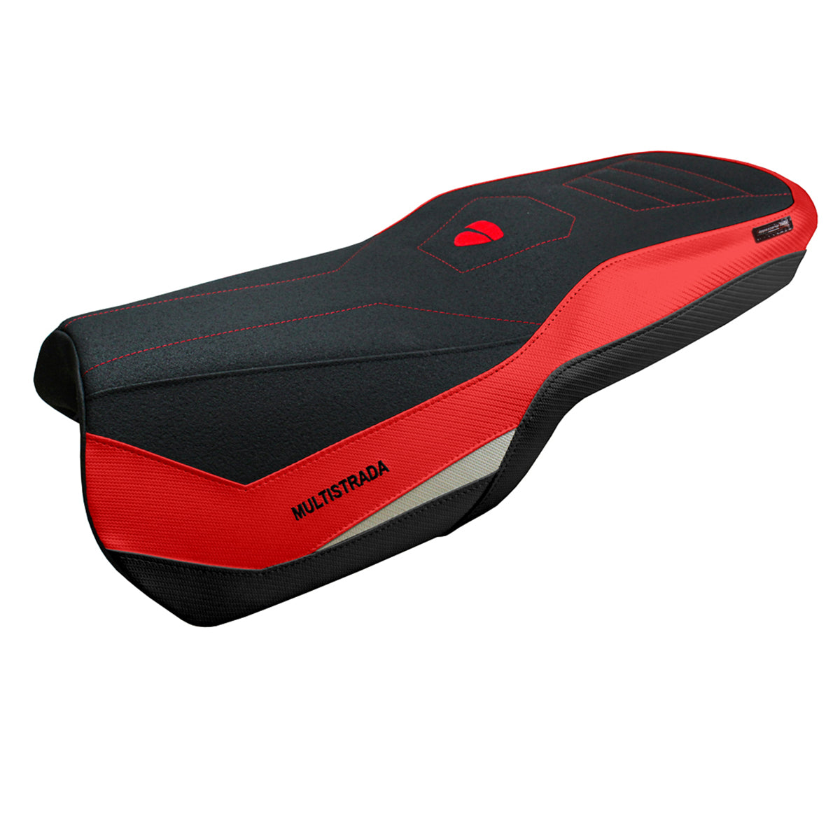Ducati Multistrada V4 2021-2024 Rally Seat Cover Tappezzeria Ultragrip Red Silv