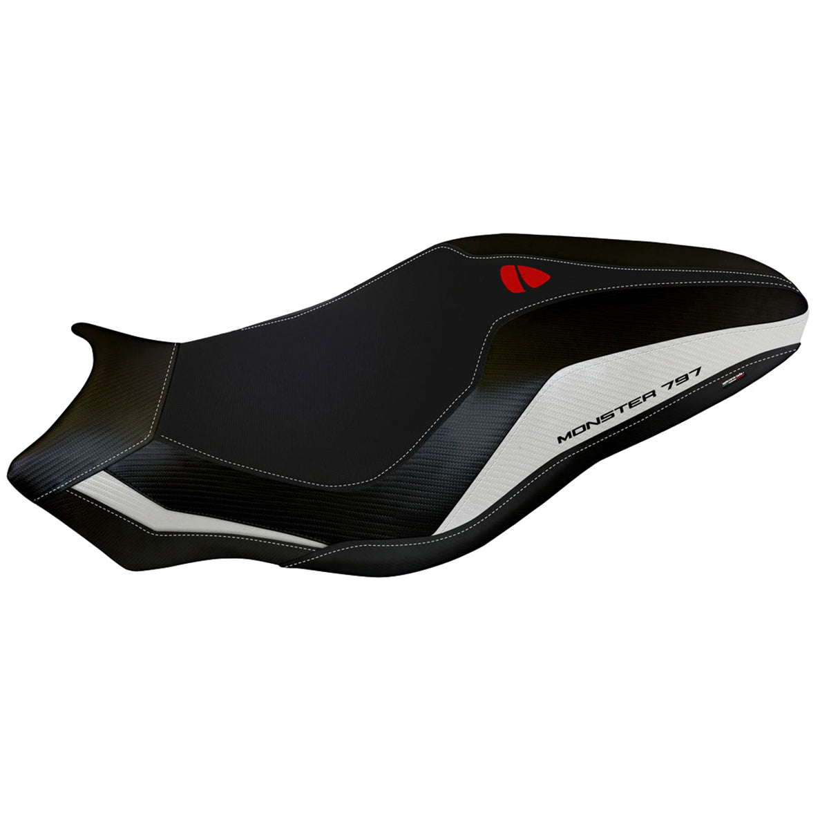Ducati Monster 797 2017-2020 Seat Cover Tappezzeria Italia in White and Black