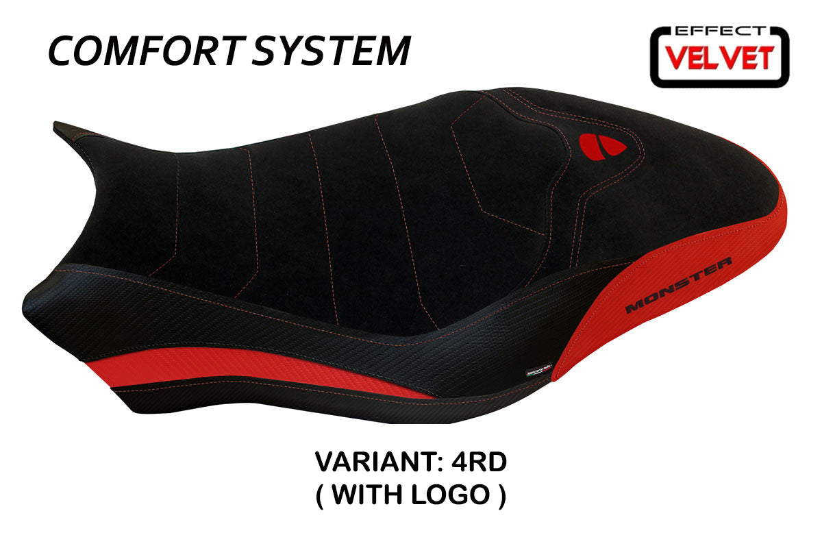 Ducati Monster 821 1200 2017-2020 Seat Cover Tappezzeria Italia Comfort in Red and Black