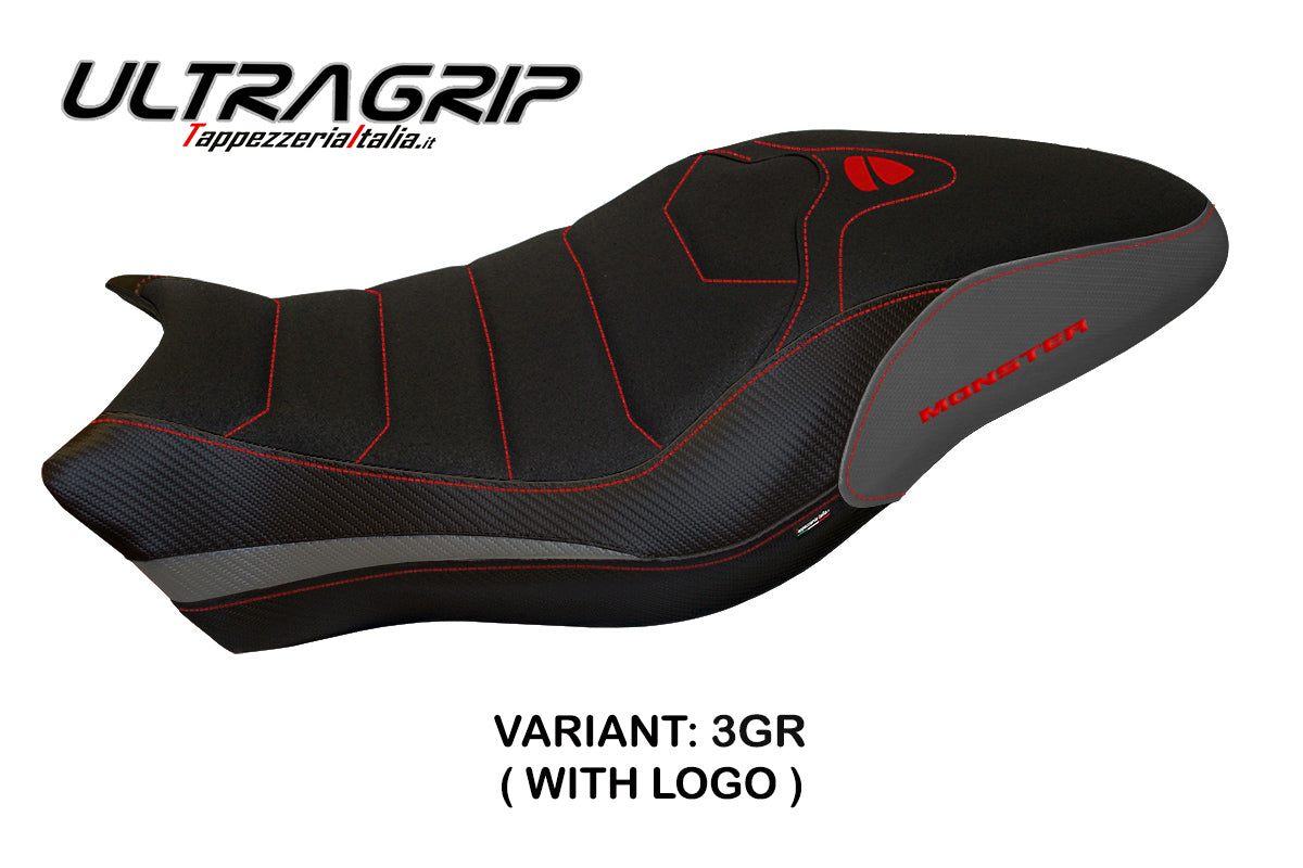 Ducati Monster 821 1200 2017-2020 Seat Cover Tappezzeria Italia Ultragrip in Grey and Black