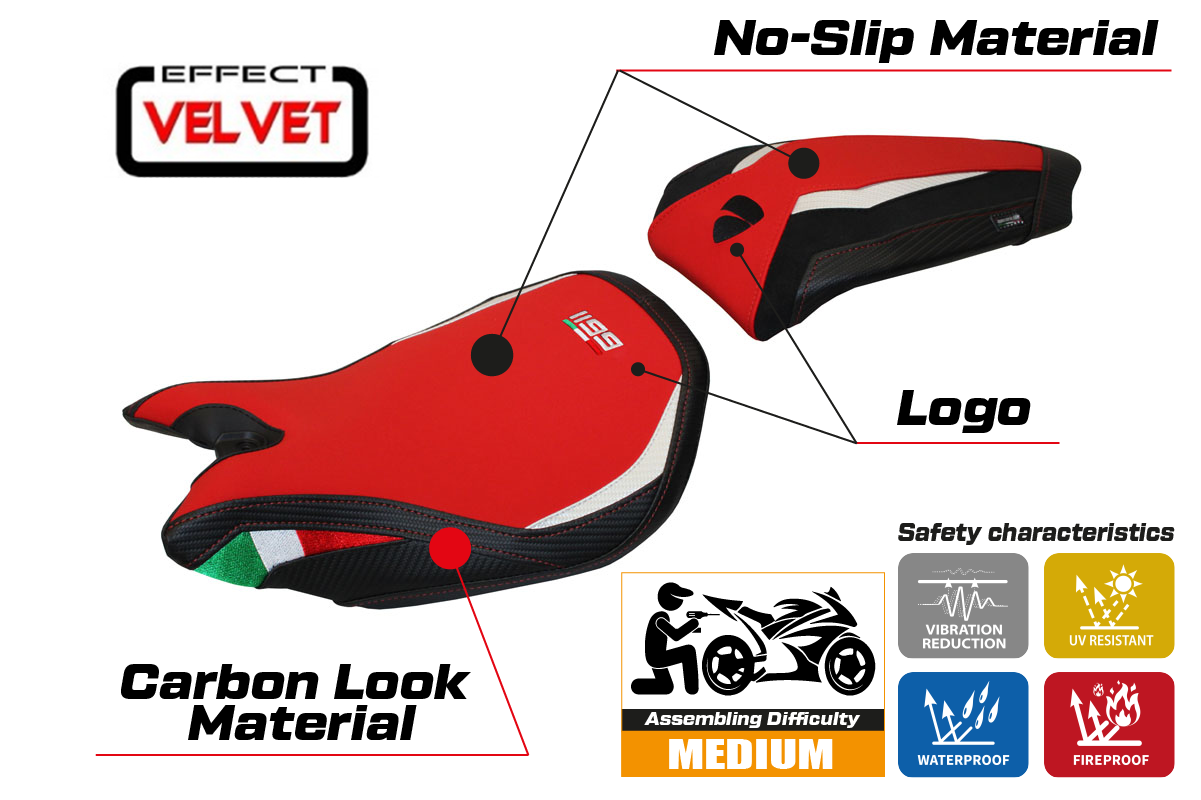 Ducati Panigale 1199 2011-2015 Seat Cover Tappezzeria Italia in Red and Black