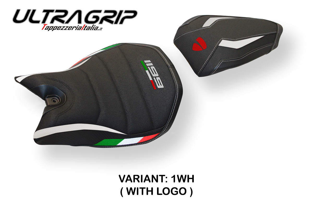 Ducati Panigale 1199 2011-2015 Seat Cover Tappezzeria Italia Ultragrip in White and Black