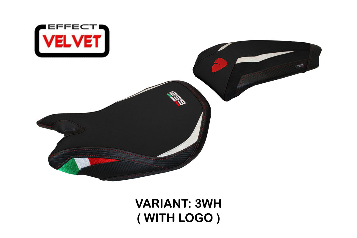 Ducati Panigale 1299 2015-2018 Seat Cover Tappezzeria Italia in White and Black