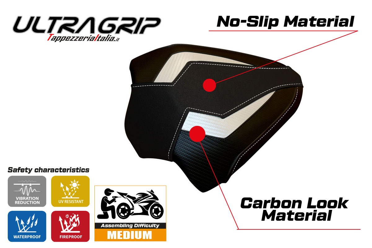 Ducati Panigale V4 Passenger 2018-2024 Seat Cover Tappezzeria Italia Ultragrip in White
