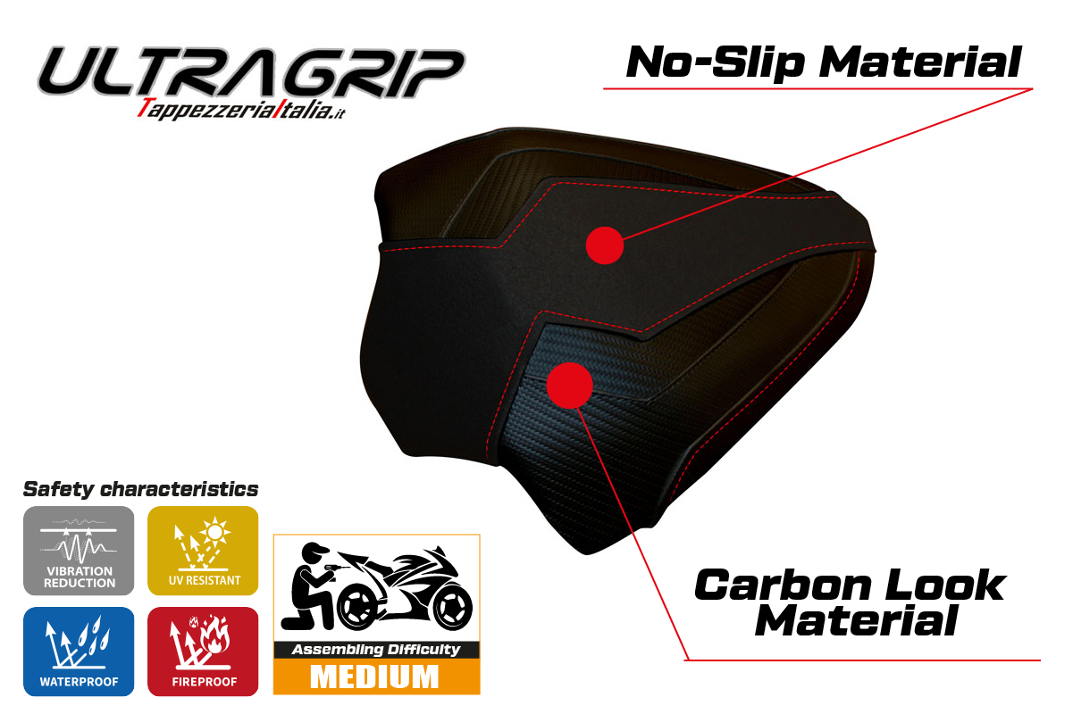 Ducati Panigale V4 2018-2024 Passenger Seat Cover Tappezzeria Italia Ultragrip in Black