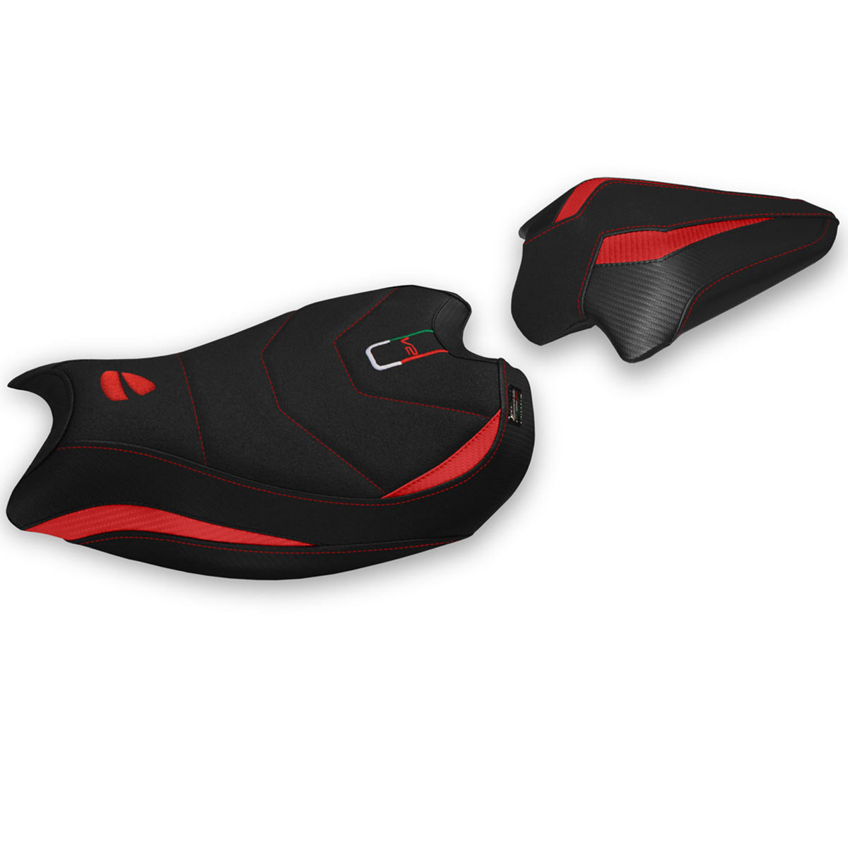 Ducati Panigale V2 2020-2024 Seat Cover Tappezzeria Italia Ultragrip in Red and Black