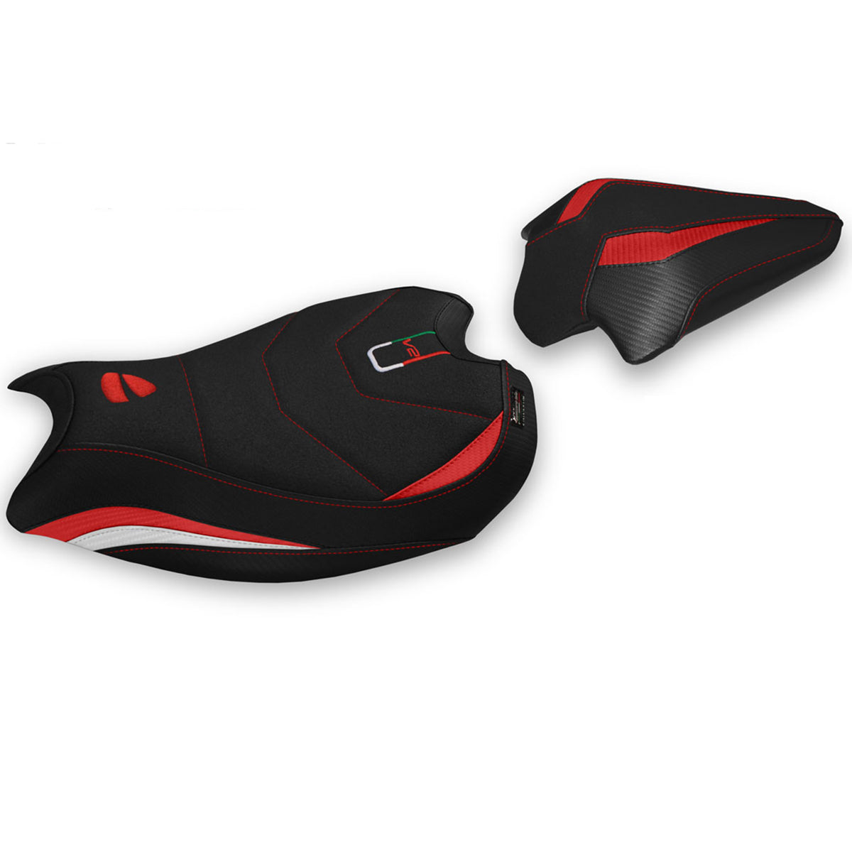Ducati Panigale V2 2020-2024 Seat Cover Tappezzeria Italia Ultragrip in Red and White